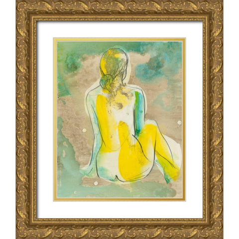 Figure in Relief I Gold Ornate Wood Framed Art Print with Double Matting by Goldberger, Jennifer