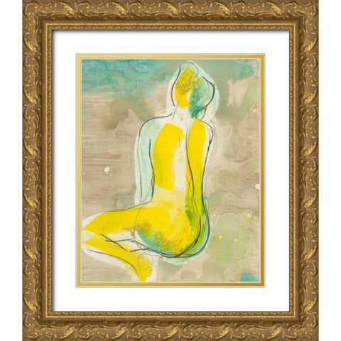 Figure in Relief II Gold Ornate Wood Framed Art Print with Double Matting by Goldberger, Jennifer