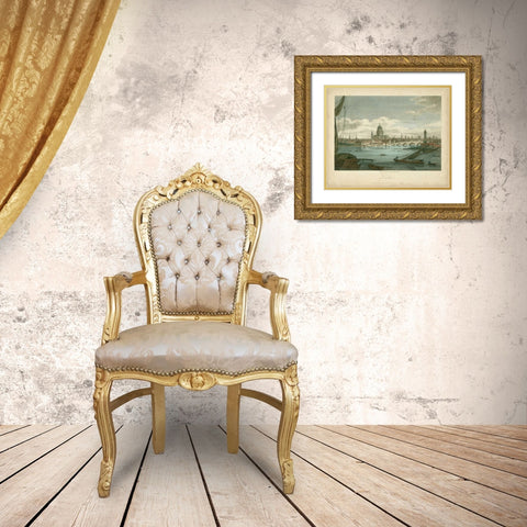 View of London Gold Ornate Wood Framed Art Print with Double Matting by Greig, J.