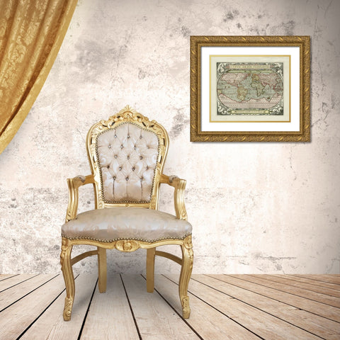 Typvs Orbis Map Gold Ornate Wood Framed Art Print with Double Matting by Unknown