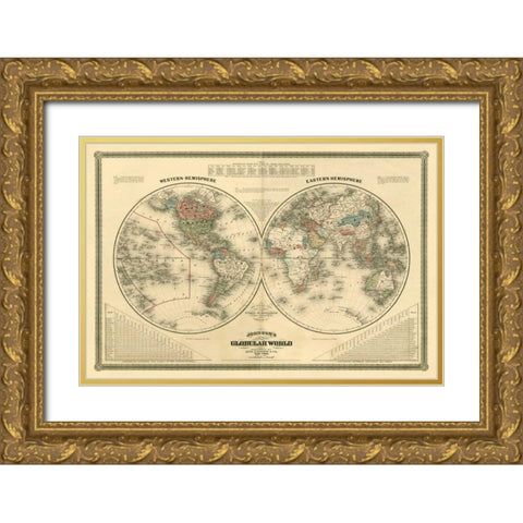 Johnsons Globular World Gold Ornate Wood Framed Art Print with Double Matting by Vision Studio
