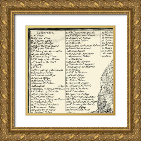 City of Rome Grid I Gold Ornate Wood Framed Art Print with Double Matting by Vision Studio