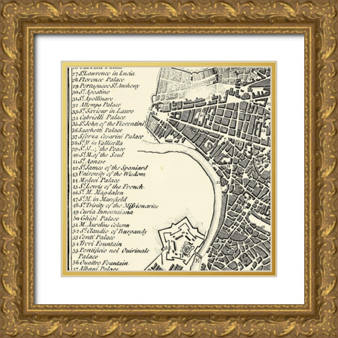 City of Rome Grid IV Gold Ornate Wood Framed Art Print with Double Matting by Vision Studio