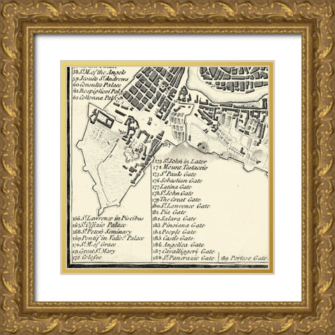 City of Rome Grid VII Gold Ornate Wood Framed Art Print with Double Matting by Vision Studio