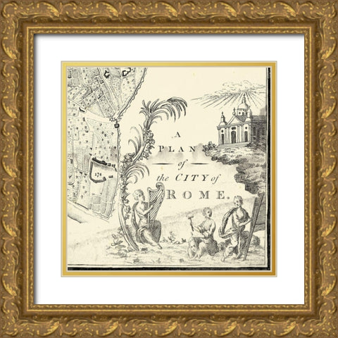 City of Rome Grid IX Gold Ornate Wood Framed Art Print with Double Matting by Vision Studio