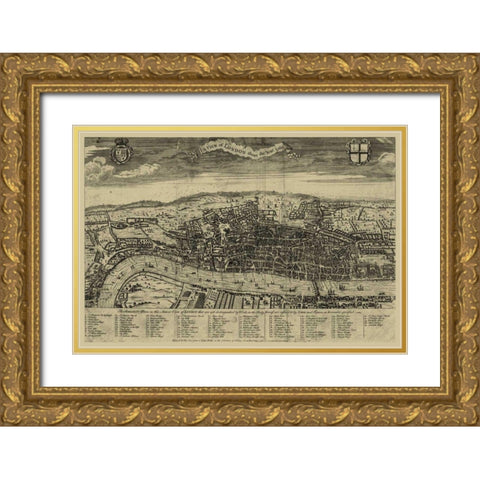 Birds Eye View of London Gold Ornate Wood Framed Art Print with Double Matting by Vision Studio