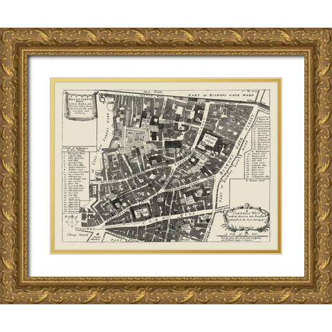 Quays of London II Gold Ornate Wood Framed Art Print with Double Matting by Unknown