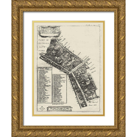 Quays of London III Gold Ornate Wood Framed Art Print with Double Matting by Unknown
