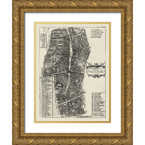 Quays of London V Gold Ornate Wood Framed Art Print with Double Matting by Unknown