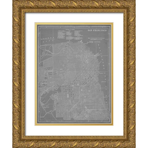 City Map of San Francisco Gold Ornate Wood Framed Art Print with Double Matting by Vision Studio