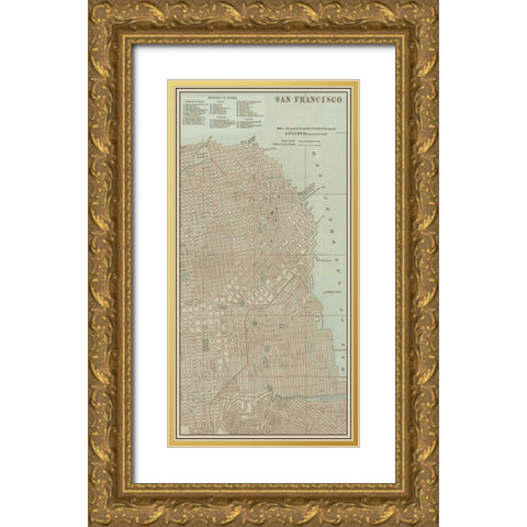 Tinted Map of San Francisco Gold Ornate Wood Framed Art Print with Double Matting by Vision Studio