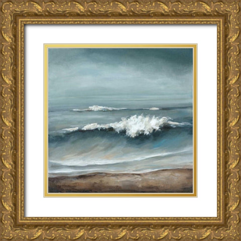 Sea Foam Gold Ornate Wood Framed Art Print with Double Matting by Long, Christina
