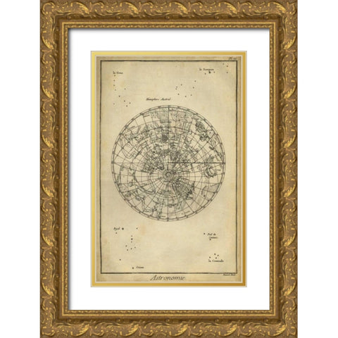 Antique Astronomy Chart II Gold Ornate Wood Framed Art Print with Double Matting by Diderot, Denis
