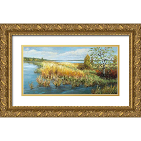 Marsh Edge Gold Ornate Wood Framed Art Print with Double Matting by Pfannmuller, A. A.