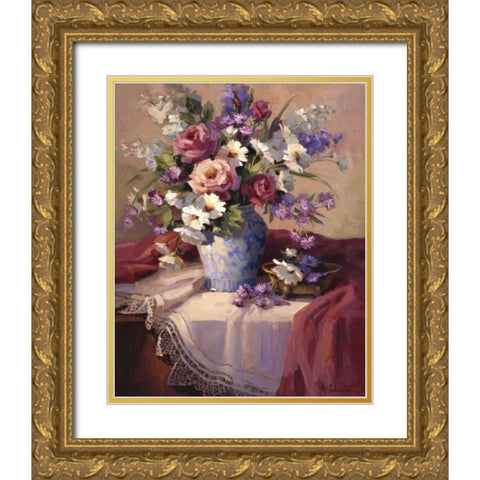 Spring Fling Gold Ornate Wood Framed Art Print with Double Matting by Johnston, Maxine