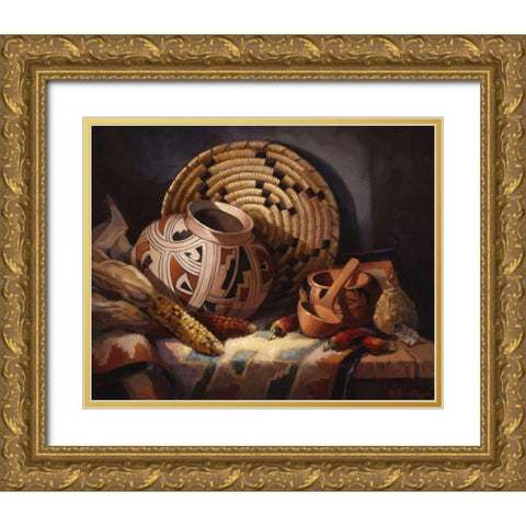 Casa Grande Pot Gold Ornate Wood Framed Art Print with Double Matting by Johnston, Maxine