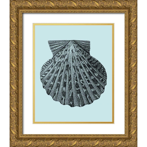 Shells on Aqua III Gold Ornate Wood Framed Art Print with Double Matting by Vision Studio