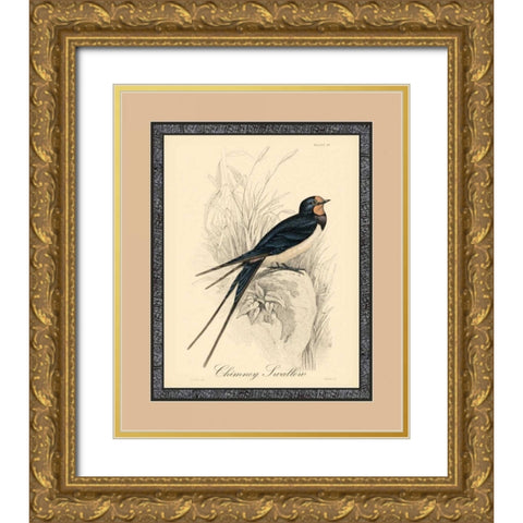 Printed Chimney Swallow Gold Ornate Wood Framed Art Print with Double Matting by Apogee Art Services