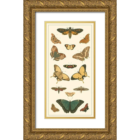 Cramer Butterfly Panel I  Gold Ornate Wood Framed Art Print with Double Matting by Pieter, Cramer