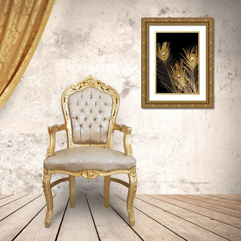 Plumes Dor I Gold Ornate Wood Framed Art Print with Double Matting by Johnson, Jason