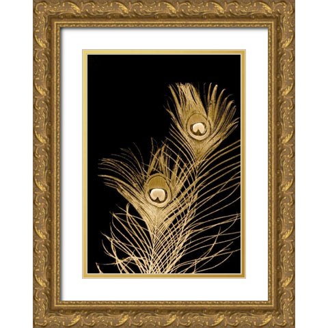 Plumes Dor II Gold Ornate Wood Framed Art Print with Double Matting by Johnson, Jason