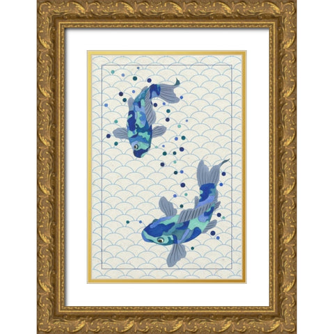 Playful Koi II Gold Ornate Wood Framed Art Print with Double Matting by Bryant, Rebecca