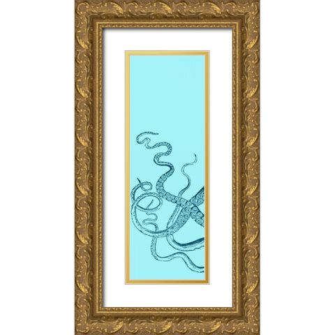 Octopus Triptych I Gold Ornate Wood Framed Art Print with Double Matting by Vision Studio