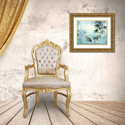 Koi Gold Ornate Wood Framed Art Print with Double Matting by Parker, Nan Rae