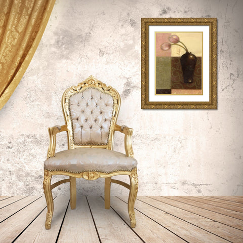 Ebony Vase with Tulips I Gold Ornate Wood Framed Art Print with Double Matting by Wyatt Jr., Norman