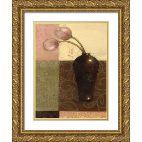 Ebony Vase with Tulips I Gold Ornate Wood Framed Art Print with Double Matting by Wyatt Jr., Norman