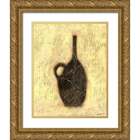 Woodcut Ebony Vase II Gold Ornate Wood Framed Art Print with Double Matting by Wyatt Jr., Norman