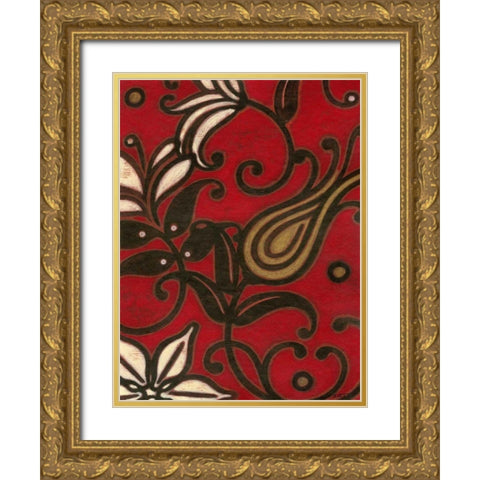 Scarlet Textile I Gold Ornate Wood Framed Art Print with Double Matting by Wyatt Jr., Norman