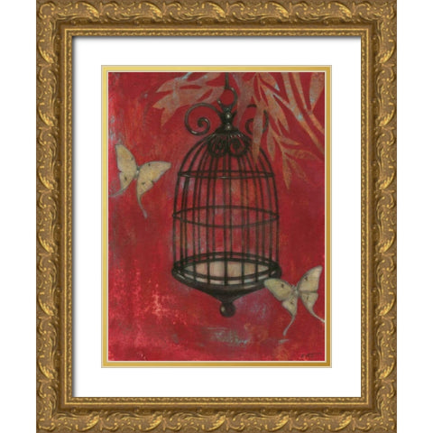 Asian Bird Cage I Gold Ornate Wood Framed Art Print with Double Matting by Wyatt Jr., Norman