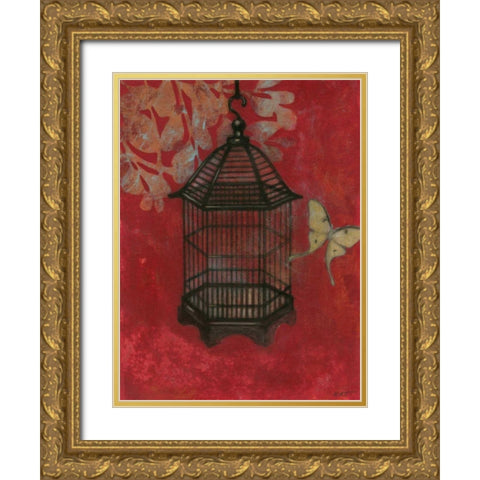 Asian Bird Cage II Gold Ornate Wood Framed Art Print with Double Matting by Wyatt Jr., Norman