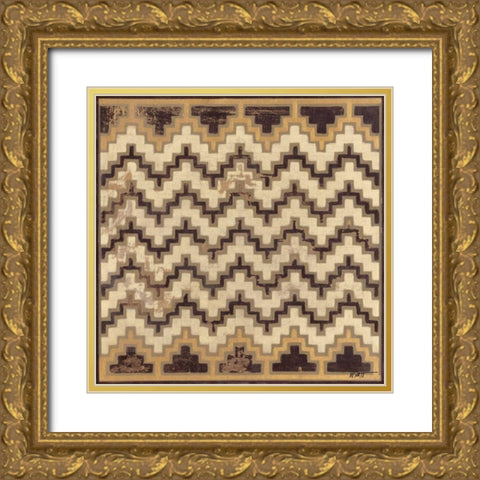 Antique Mudcloth III Gold Ornate Wood Framed Art Print with Double Matting by Wyatt Jr., Norman