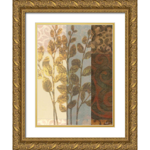 Tapestry with Leaves I Gold Ornate Wood Framed Art Print with Double Matting by Wyatt Jr., Norman