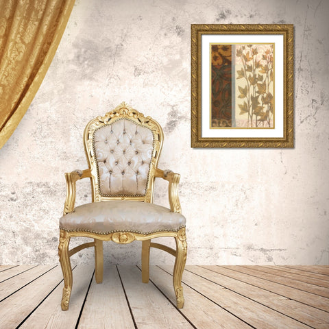 Tapestry with Leaves II Gold Ornate Wood Framed Art Print with Double Matting by Wyatt Jr., Norman