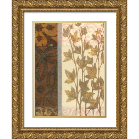 Tapestry with Leaves II Gold Ornate Wood Framed Art Print with Double Matting by Wyatt Jr., Norman
