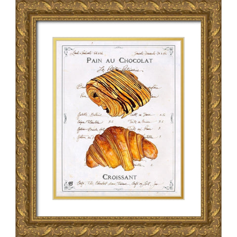 Pain au Chocolat et Croissant Gold Ornate Wood Framed Art Print with Double Matting by Joyner, Ginny