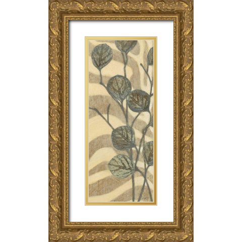 Leaves on Stripes I Gold Ornate Wood Framed Art Print with Double Matting by Wyatt Jr., Norman