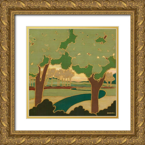 Arts and Crafts Landscape I Gold Ornate Wood Framed Art Print with Double Matting by Russell, Wendy