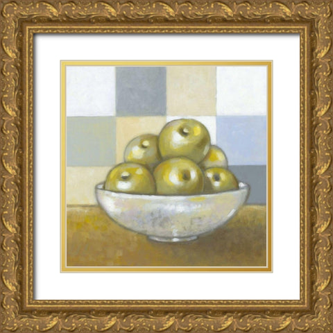 Green Apples Gold Ornate Wood Framed Art Print with Double Matting by Wyatt Jr., Norman