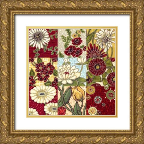 Woodblock Menagerie Gold Ornate Wood Framed Art Print with Double Matting by Deans, Karen