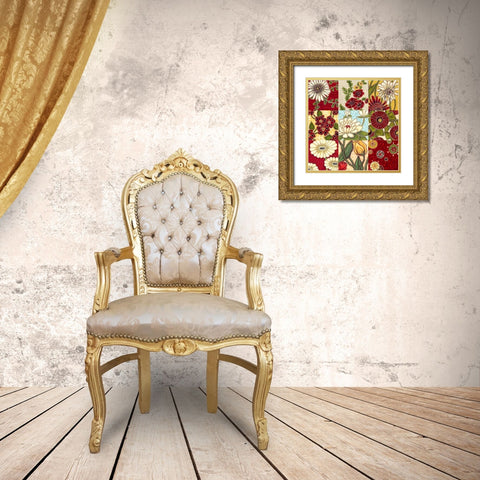 Woodblock Menagerie I Gold Ornate Wood Framed Art Print with Double Matting by Deans, Karen