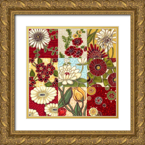 Woodblock Menagerie I Gold Ornate Wood Framed Art Print with Double Matting by Deans, Karen