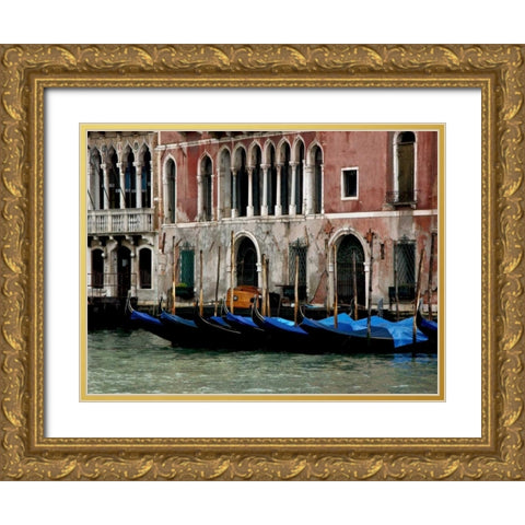 Venice Gondolas II Gold Ornate Wood Framed Art Print with Double Matting by Perry, Rachel