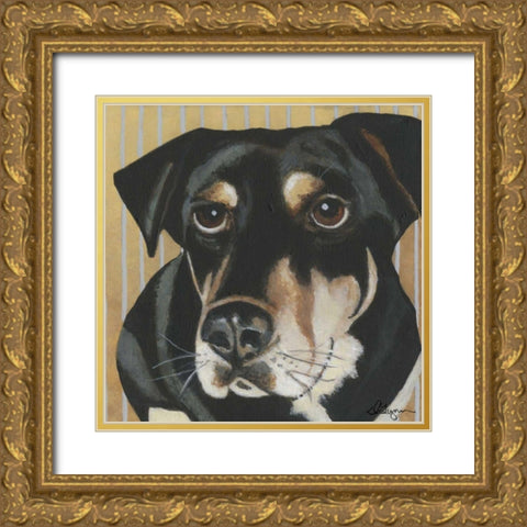 Dlynns Dogs - Ginger Gold Ornate Wood Framed Art Print with Double Matting by Roll, Dlynn
