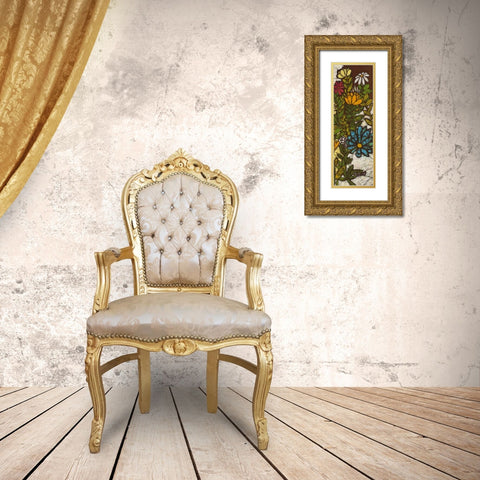 Batik Flower Panel II Gold Ornate Wood Framed Art Print with Double Matting by Davis, Andrea