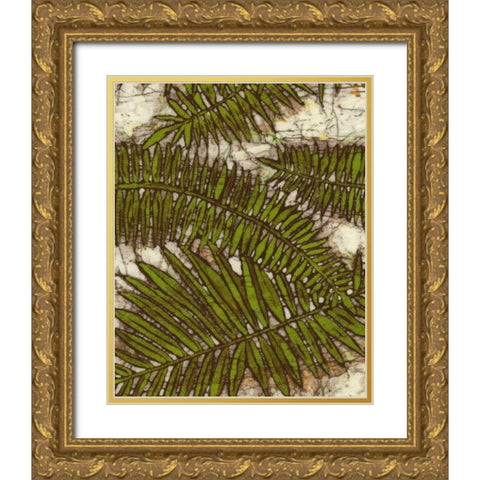 Batik Frond I Gold Ornate Wood Framed Art Print with Double Matting by Davis, Andrea