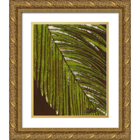 Batik Frond II Gold Ornate Wood Framed Art Print with Double Matting by Davis, Andrea